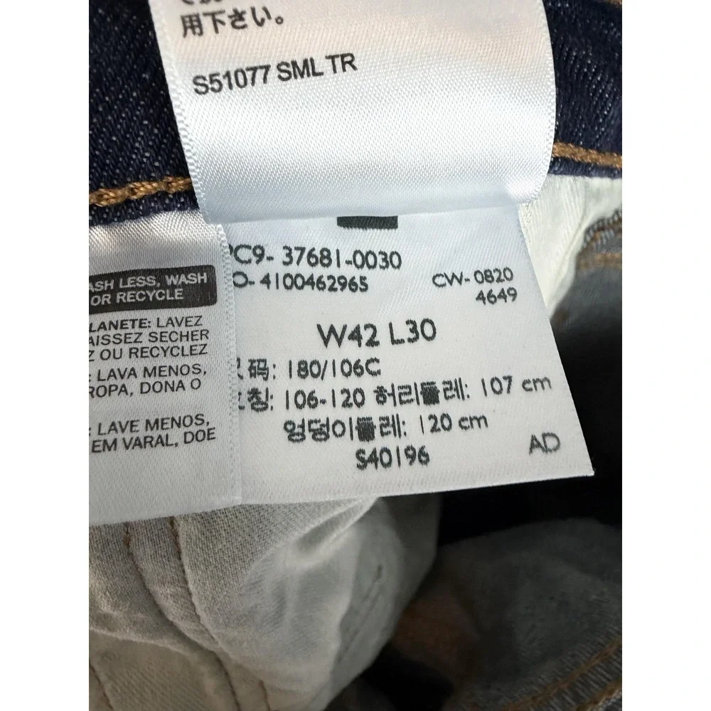 Levis Jeans Mens 42x30 Blue Medium Wash Regular Fit Straight Stretch Denim Men